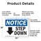 Signmission Step Down (Down Arrow), 24 in W x Rectangle, Aluminum OS-2PACK-NS-A-1824-L-18458 - alternate 8